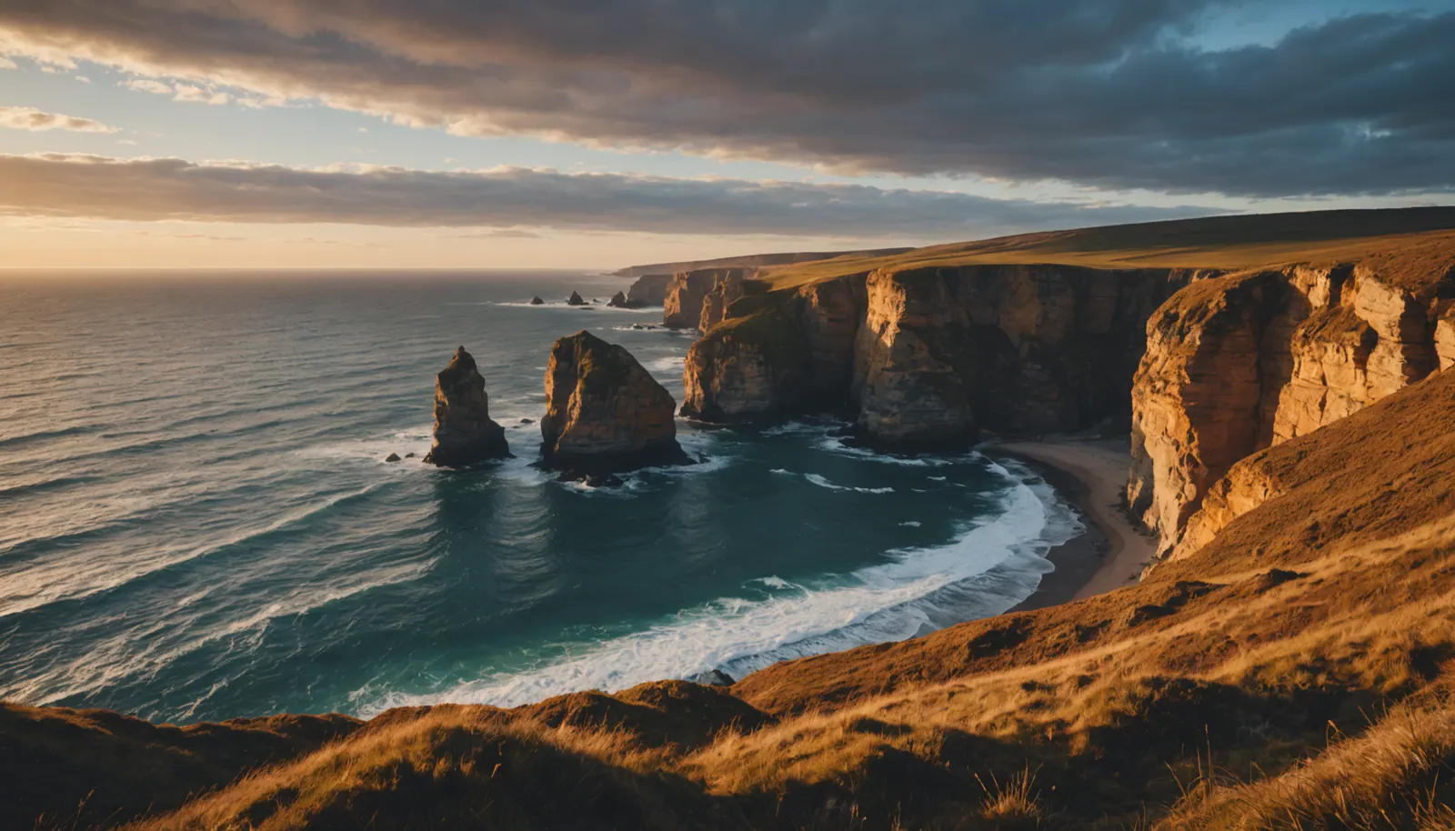 Paysage côtier de la Côte d’Opale avec falaises et mer agitée